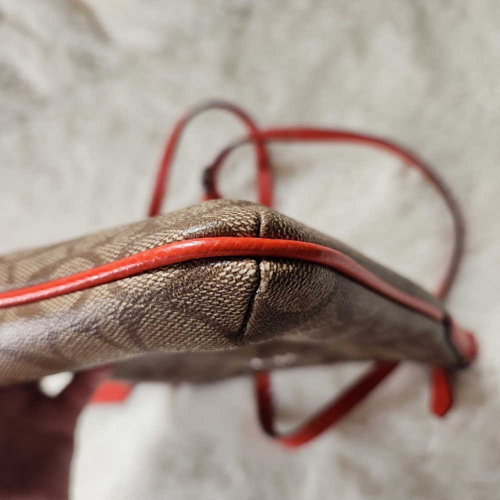 2015 COACH North/South Crossbody Signature Canvas – Khaki/Orange (Like New) - Picture 13 of 16